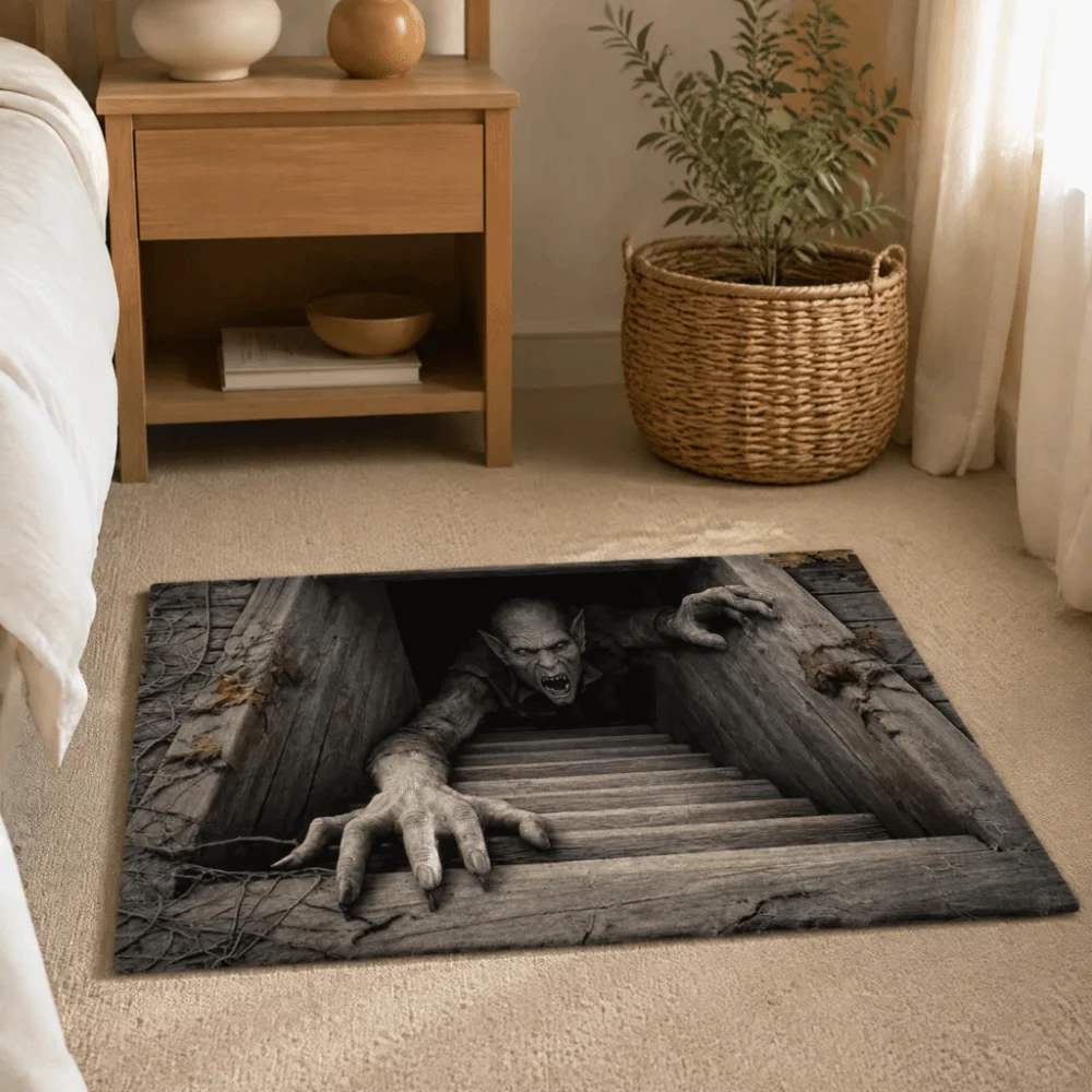 Foot Mat Halloween Optical Illusion Rug Non-Slip 3D Doormat Abrasion-Resistant Quick Dry Bathroom Carpet Halloween Party
