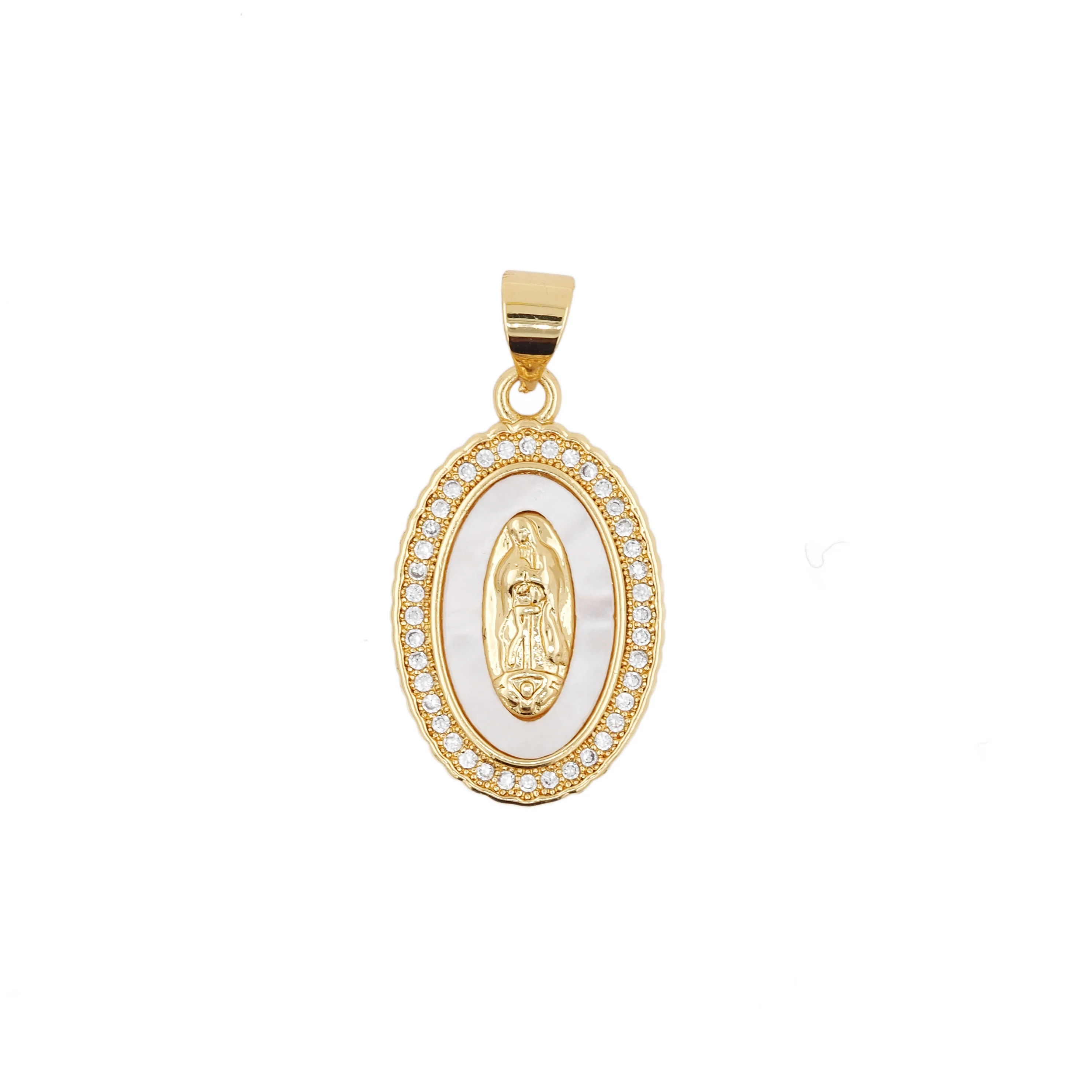 Collar con colgante de la Virgen María para mujer, moneda chapada en oro de 18K, Medalla Milagrosa, regalo del Día de la madre, Ave María católica