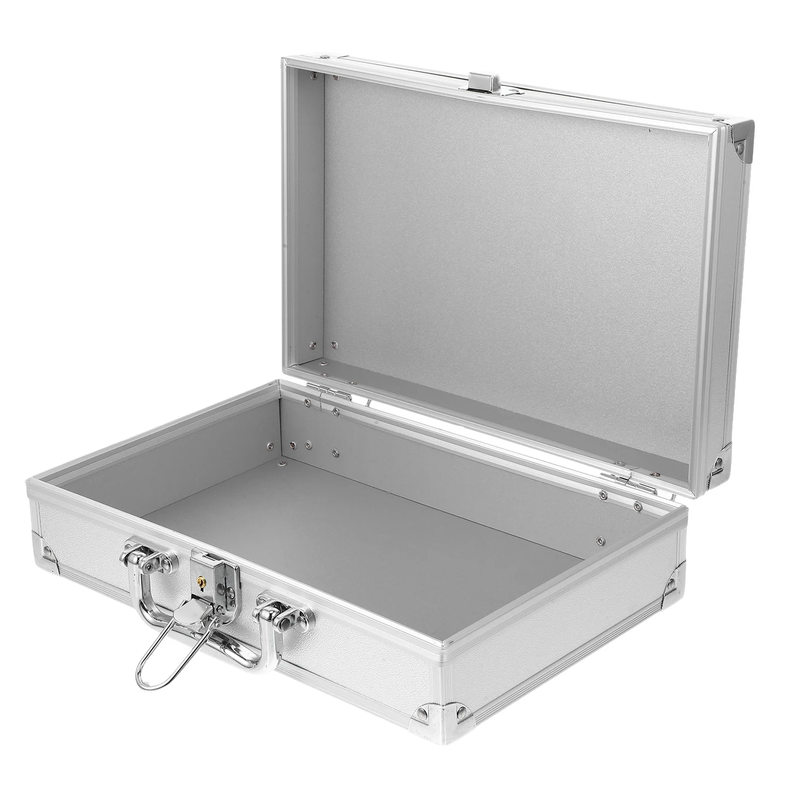 

Aluminum Alloy Tool Storage Lockable Silver Carrying Case for Laptop Mic Tools Instruments Portable Safety Box Mini Briefcase