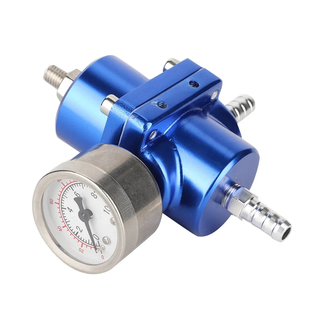 Aluminum Alloy Universal FPR Fuel Pressure Regulator With Gauge Hose 0‑140psi Adjustable