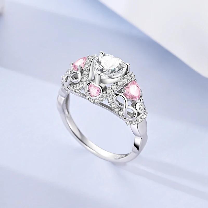 Anillo Original de Plata de Ley 925 con Símbolo de Corazón Infinito Brillante para Mujeres y Niñas, Joyería, Regalos de Cumpleaños y Aniversario