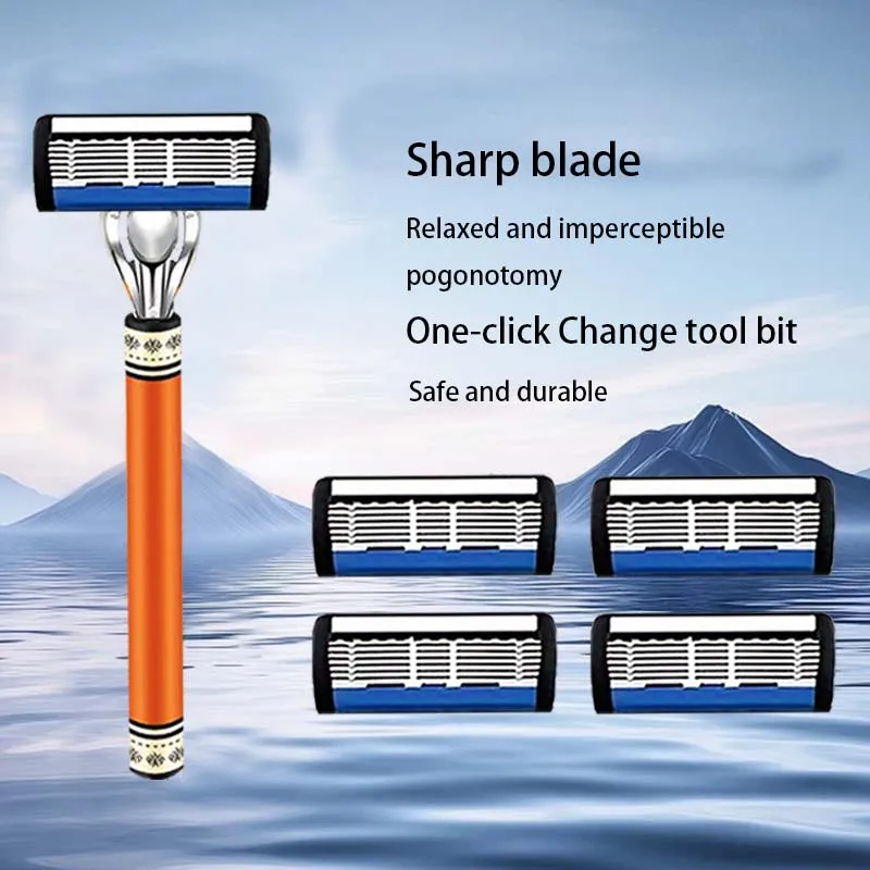 Китайская мужская бритва с двумя противоскользящими ручками и 24 острыми лезвиями, экономичная и практичная, обязательная для мужчин.