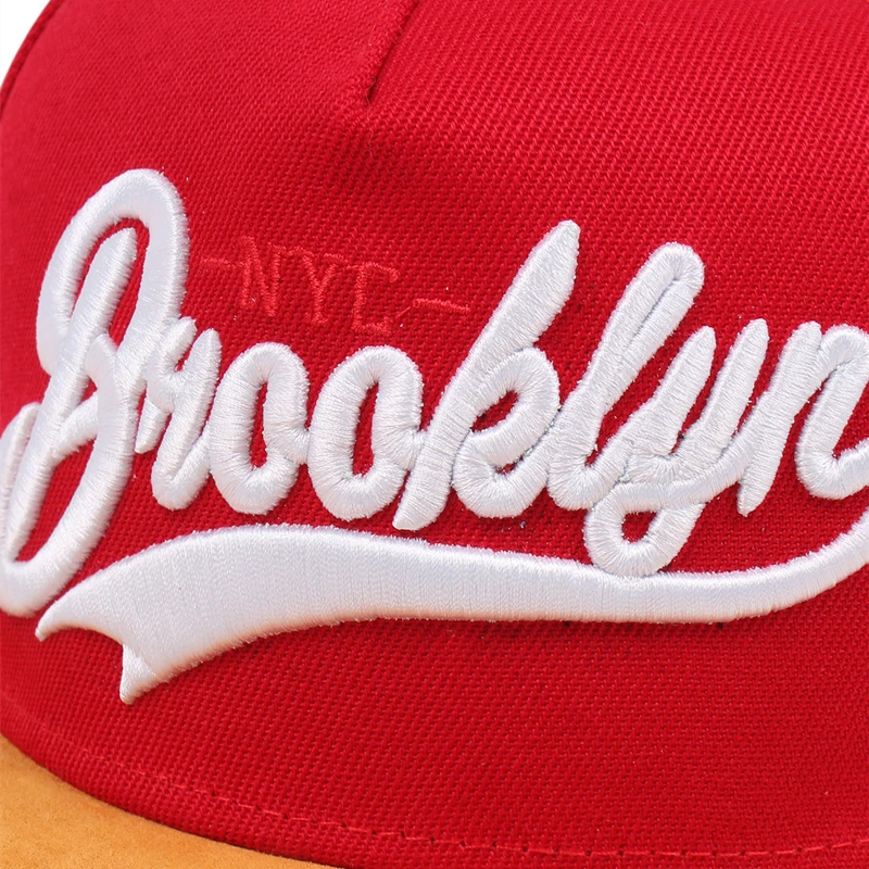 Nowy BROOKLYN sztuczny zamsz hip hop czerwona elastyczna czapka mężczyźni i kobiety dorosły wypoczynek na świeżym powietrzu czapka z daszkiem z