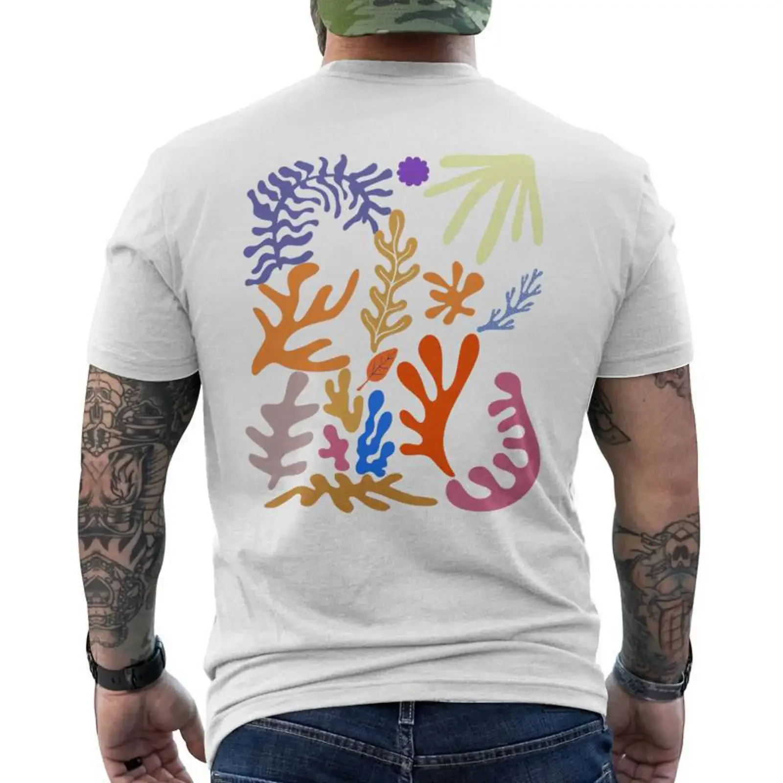 Matisse Peinture Esthétique Fleur Artificielle Abstrait Automne Haut De Gamme T shirt imprimé au dos Cadeauxyz vintage Washed