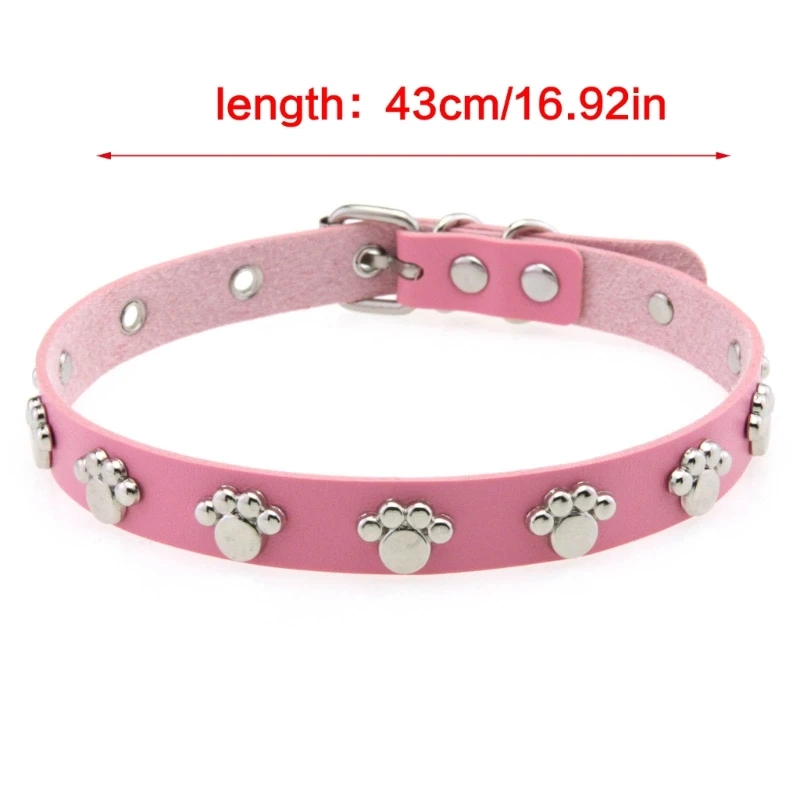 Adjustable PU Leather Paws Print Choker Necklace For Gothic Punk Fashion Jewelry Cosplay Accessories