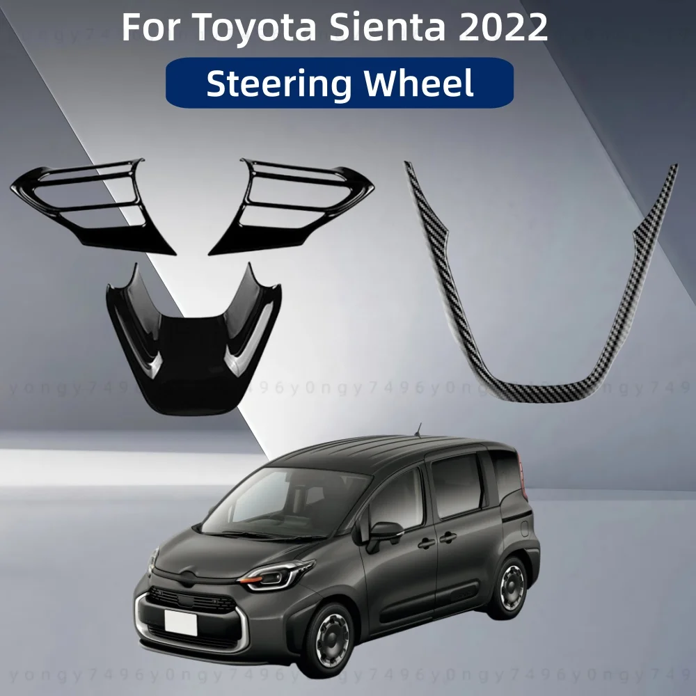 

Car Upgrade Stickers Styling Carbon Fiber Steering Wheel For Toyota Sienta 2022 Glossy Black Modification Decoration Accessories
