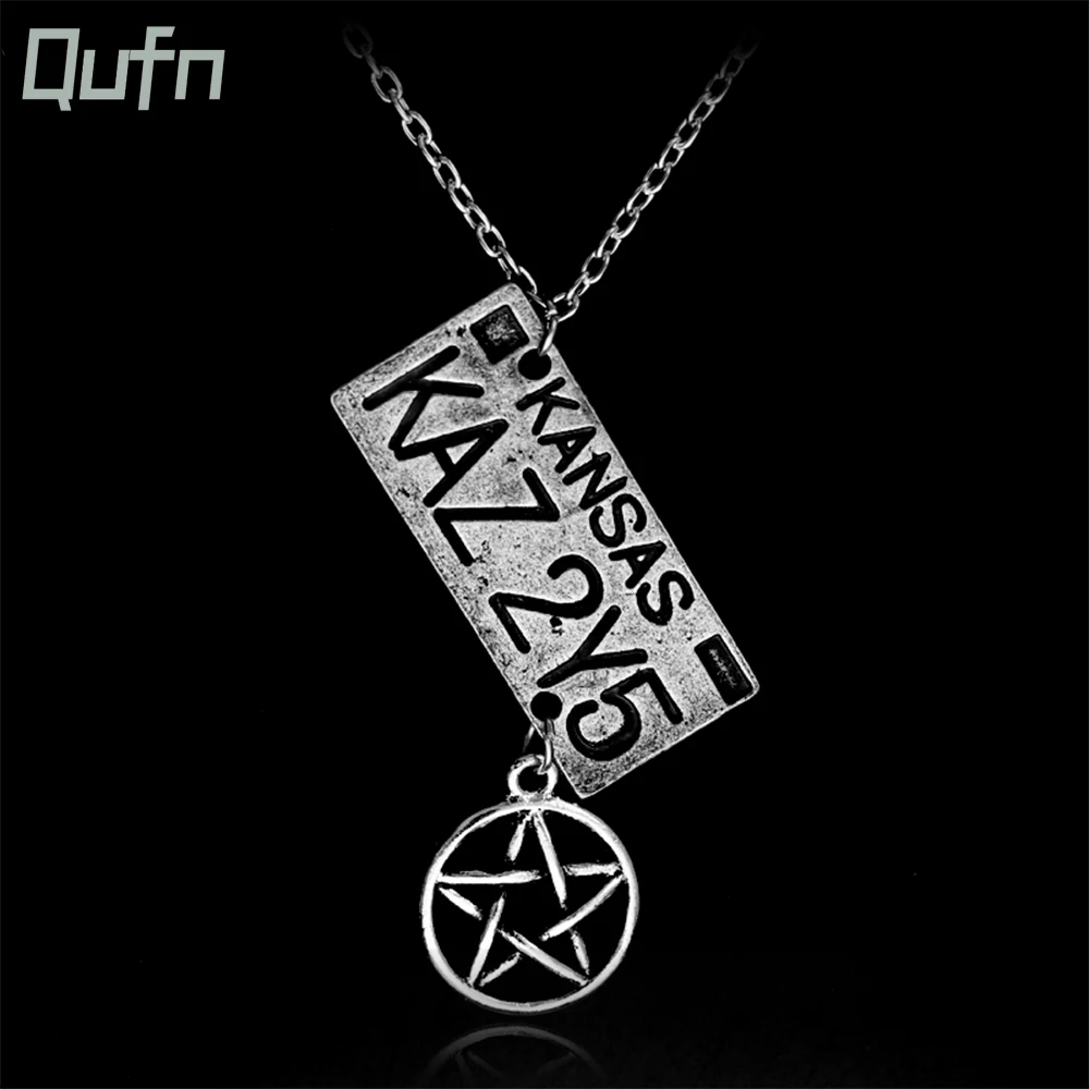 New Movie Jewelry Supernatural Dean License Plate Pendant Necklace New Fashion Vintage Necklace For Fans Souvenir Gift