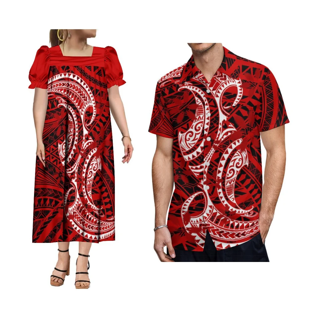 فساتين نسائية عالية الجودة مصنوعة حسب الطلب من جزر ميكرونيزيا قمصان رجالية من شواطئ هاواي ومجموعات الأزواج