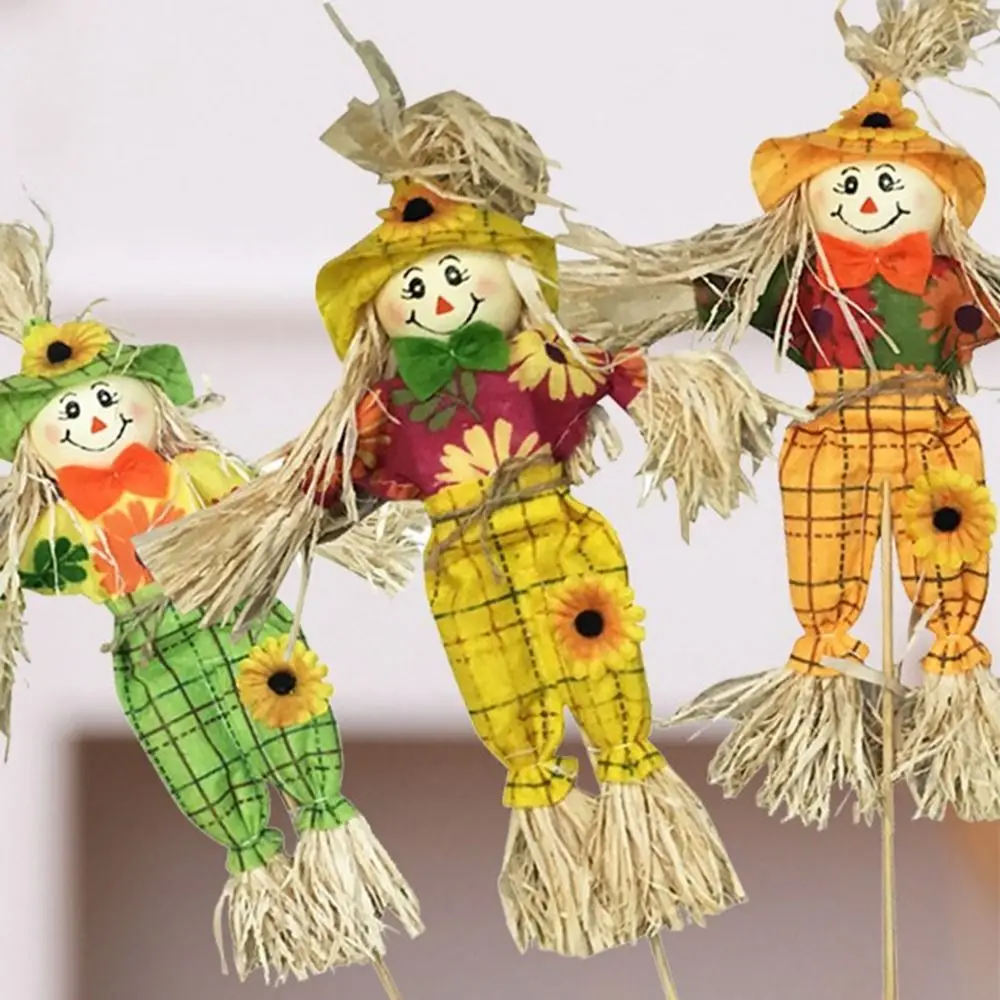 Scene Prop Cute Halloween Scarecrow Ornament Small Standing Scarecrow Welcome Sign Cartoon Garden Scarecrows Ornament Autumn