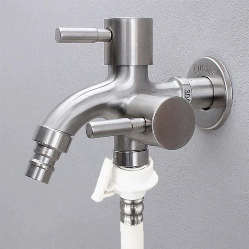 1/2" Double Outlet Faucet for Washing Machine Dual Control Water Tap One in Two out Bidet Faucet Bathroom Sink Fitting
