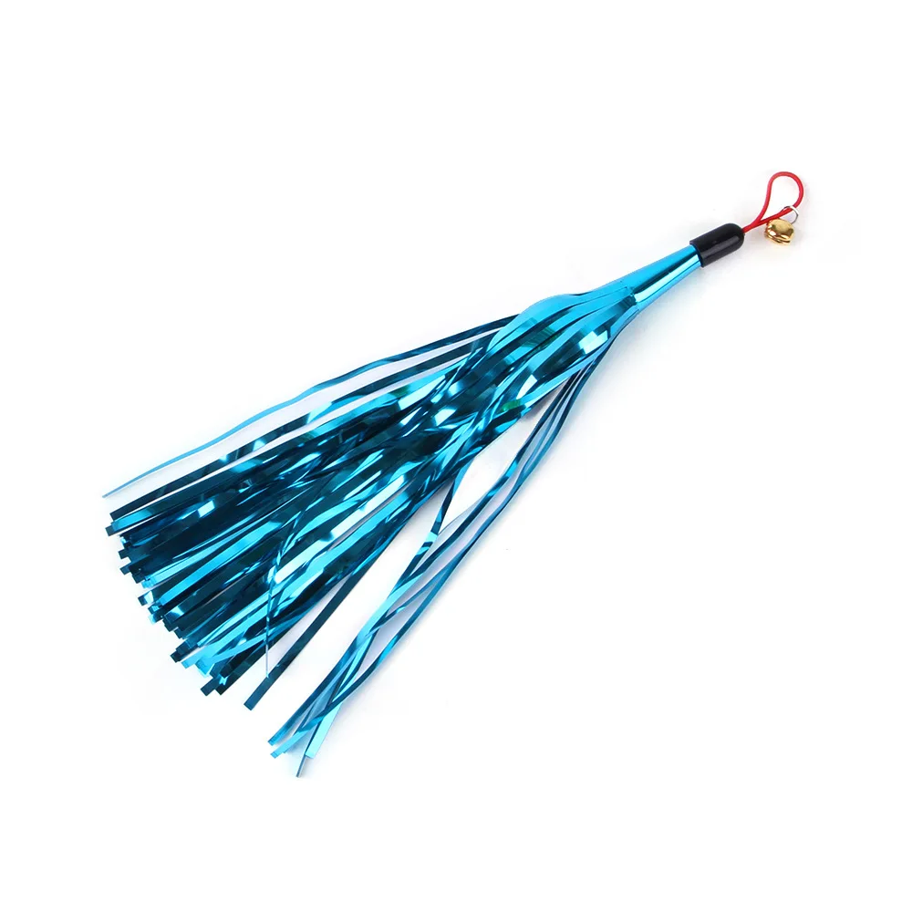 Dreiteilige Angelrute mit Quaste, Haarball, lustige Katze, 12-teiliges Set aus farbigem Feder-Ersatzkopf, Katzenspielzeug, interaktiv – Detail 3