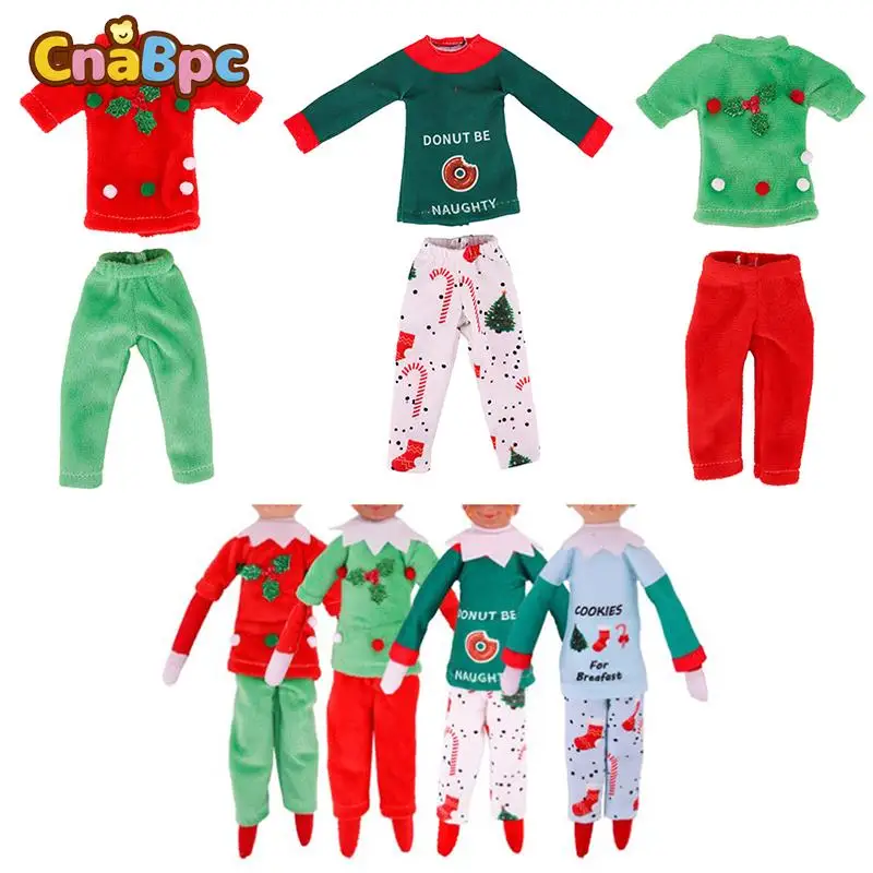 

Doll Clothes Pants Top Long Sleeve Short Sleeve Pajamas Nightgown Set For Christmas Elf Doll DIY Decor Accessories Kids' Gift