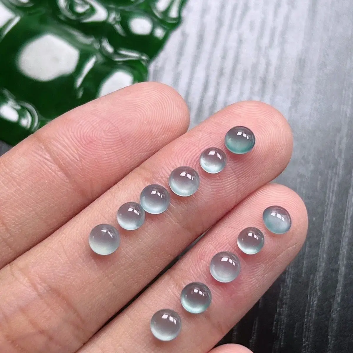Natural jadeite A product, ice double-sided 28-bottom egg surface, various inlays with blue water jadeite loose beads
