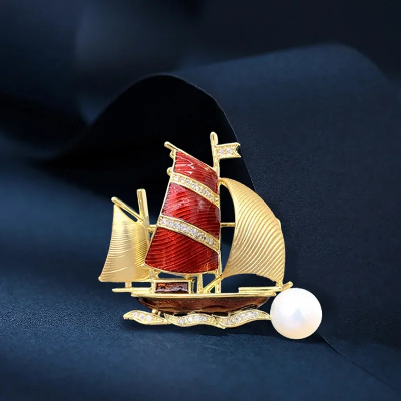 خمر المينا الأزرق المراكب الشراعية دبابيس الكاريبي القراصنة السفينة التلبيب دبوس للرجال النساء الملابس الفاخرة اكسسوارات مجوهرات #6