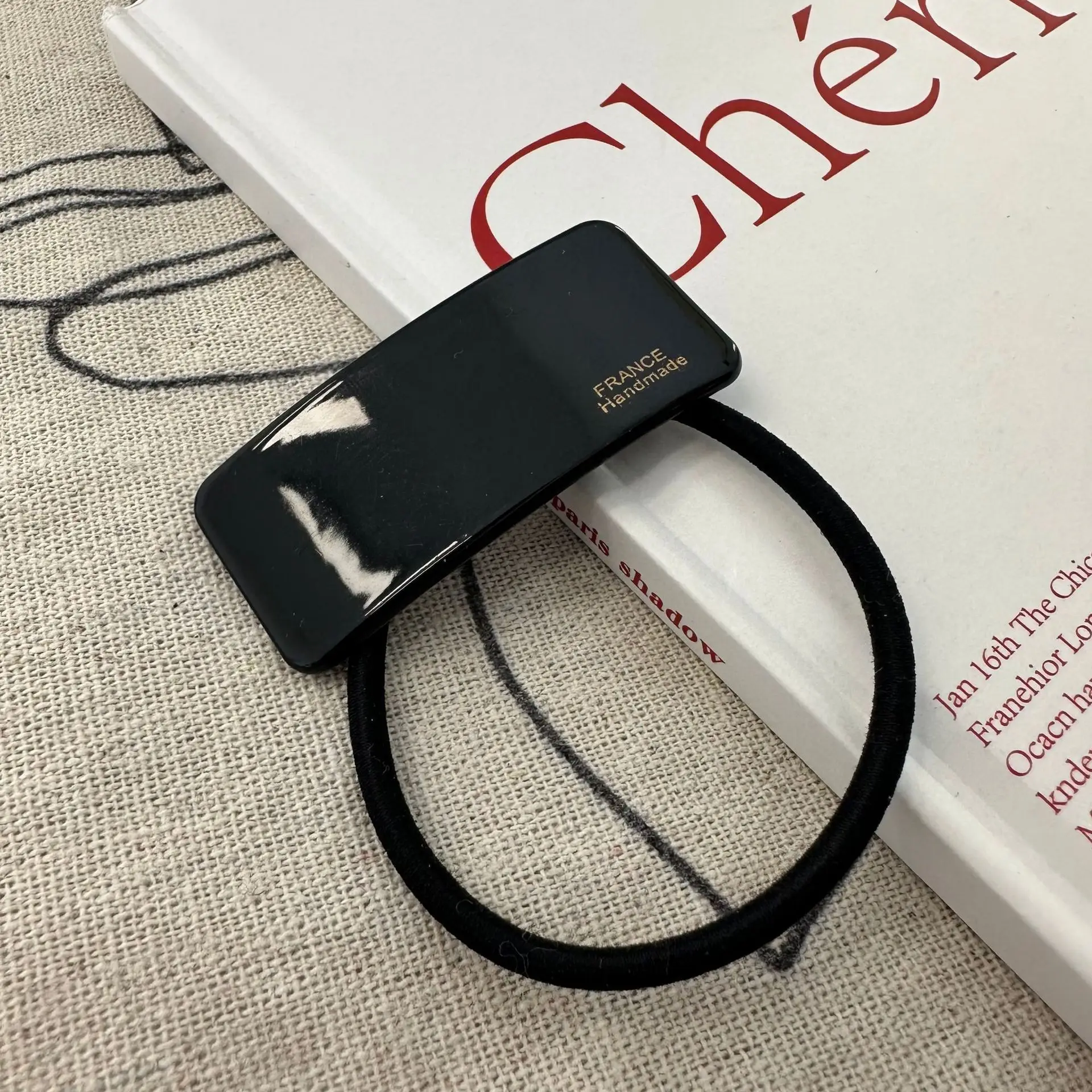 

Acetate Square Hair Scrunchie Gold Label High Elastic Ponytail Holder Elegant Women Girls Daily Chic Accessories