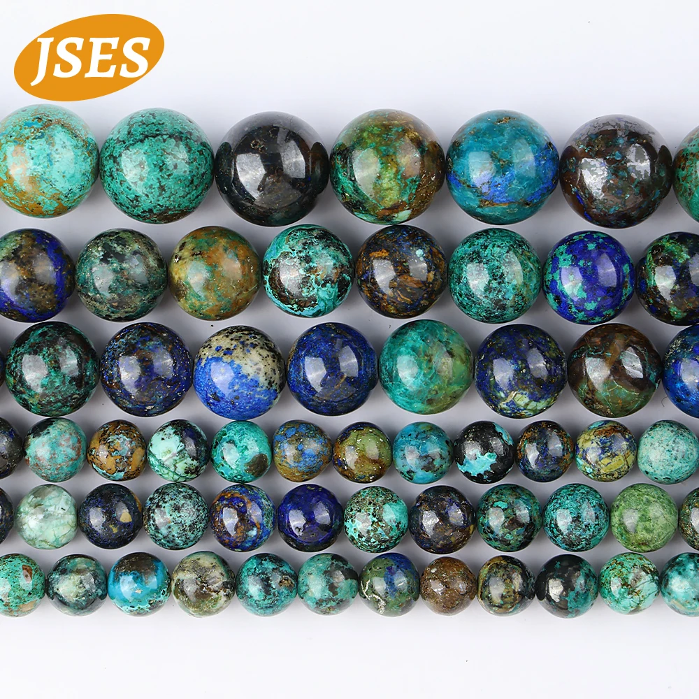 

3A Natural Azurite Chrysocolla Loose Stone Beads for Jewelry Making Bracelet Necklace Charm Spacer Bead DIY Accessories 6 8 10mm