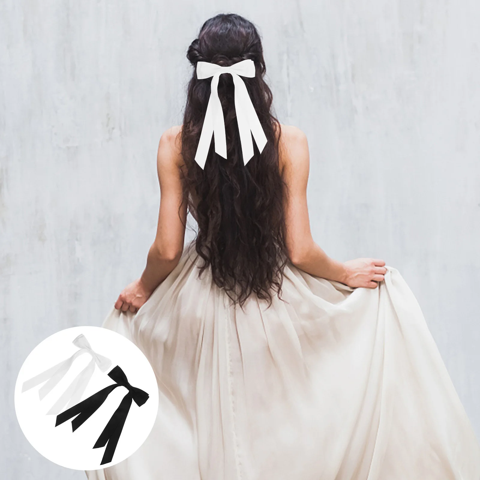 2개 세트 우아한 리본 헤어 클립 대형 리본 바레트 여성용 웨딩 생일 선물 장식용 헤어핀