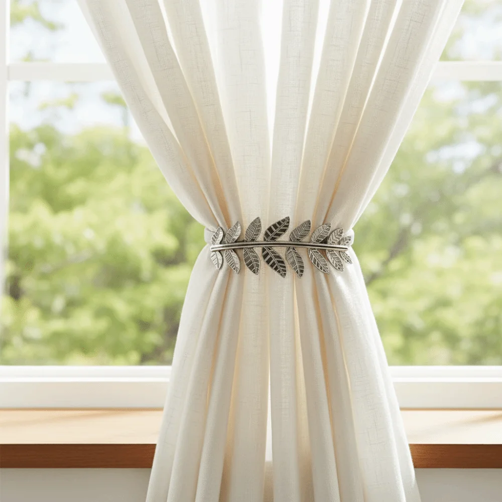 Stretch Elastic Curtain Buckle Straps Gold Silver Color Metal Leaf Curtain Tiebacks Multi Purpose Chain Waist Belt Home Decor