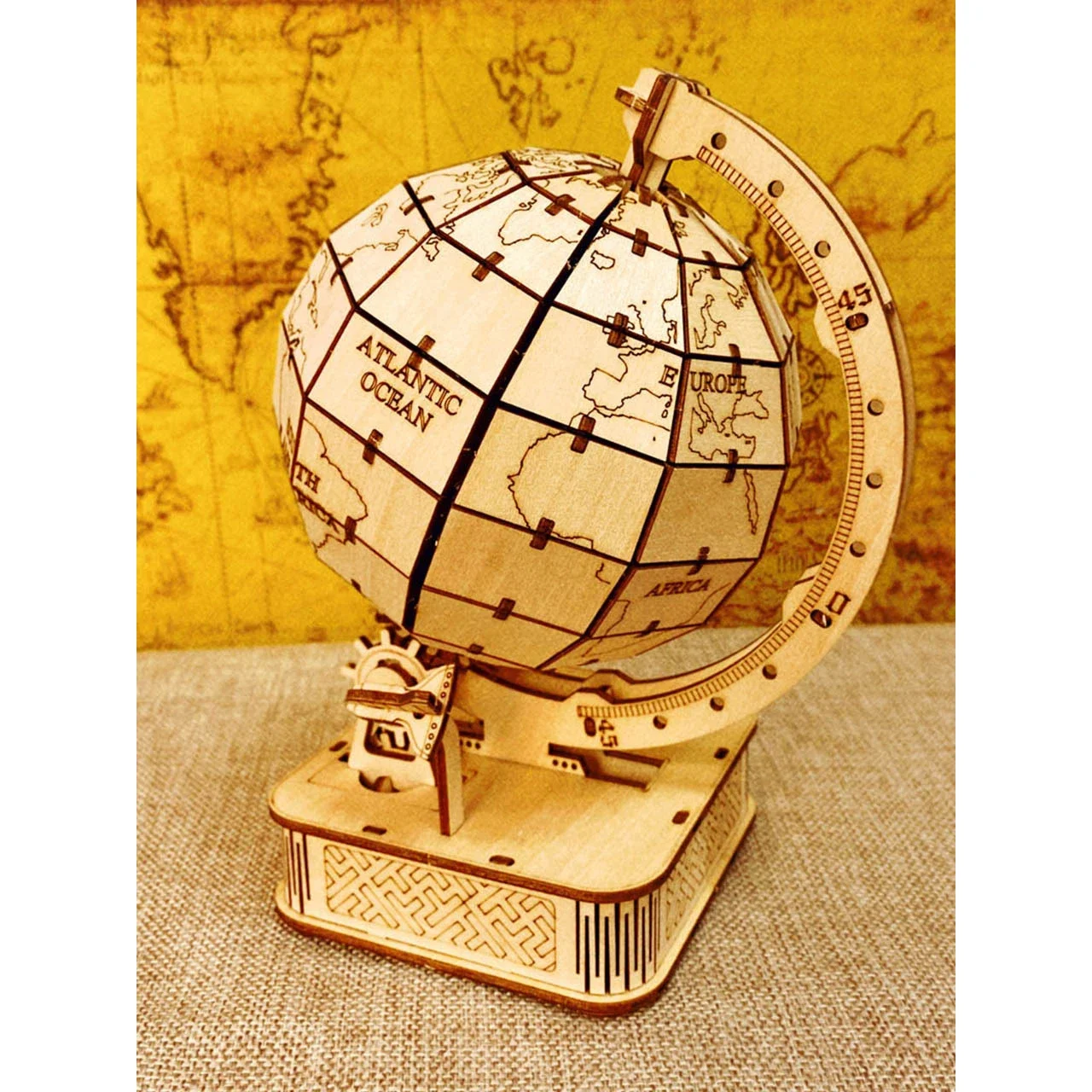 3D Globe Wooden Puzzle Toy Mechanical Assemble Building Block Earth Model Set for Teen DIY Geography World Map Toy Gift To Build