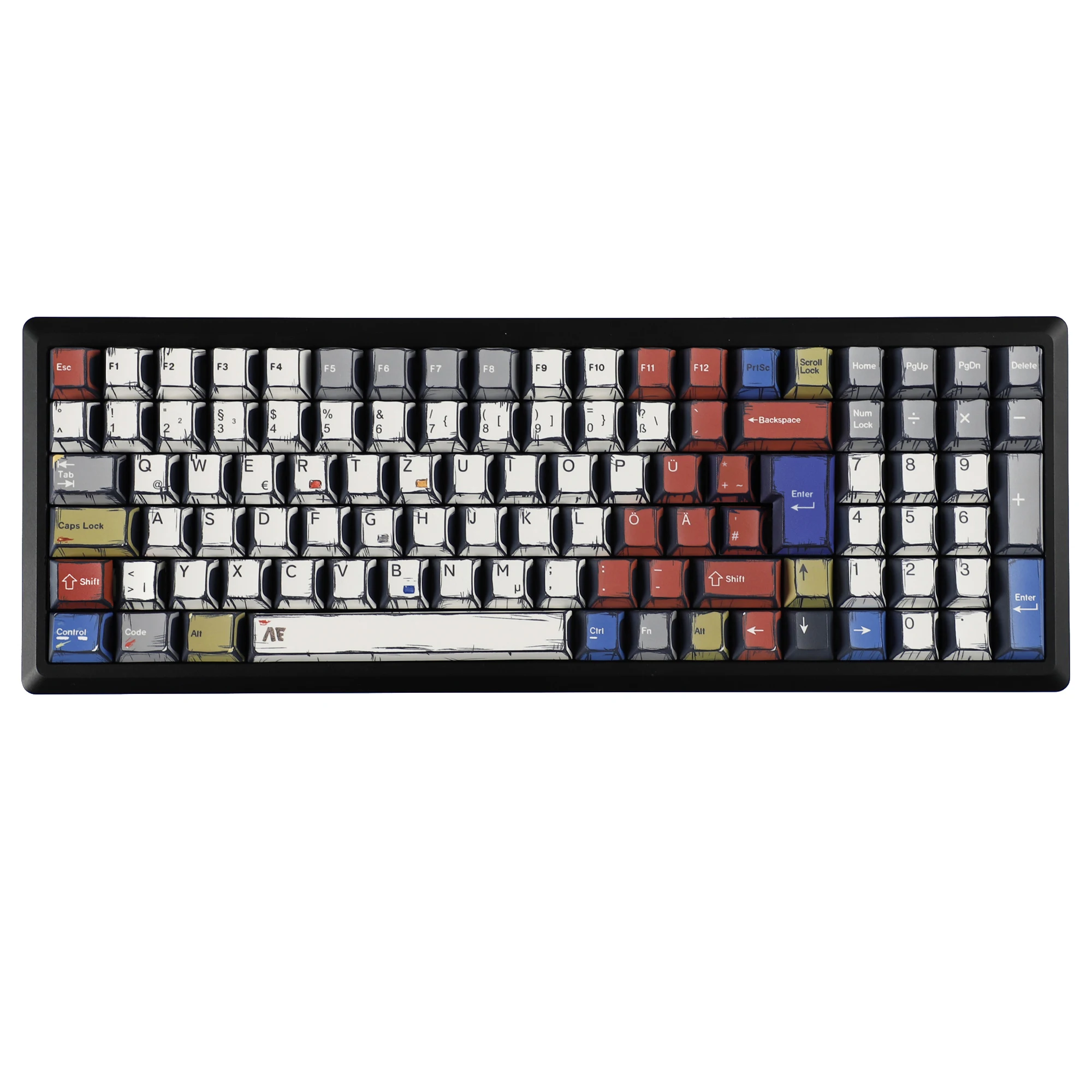 

141 Thick PBT Cherry Profile QWERTZ German Comics Retro Manga Theme Keycap Dye-Sub Suitable For MX Switches Mechanical Keyboard