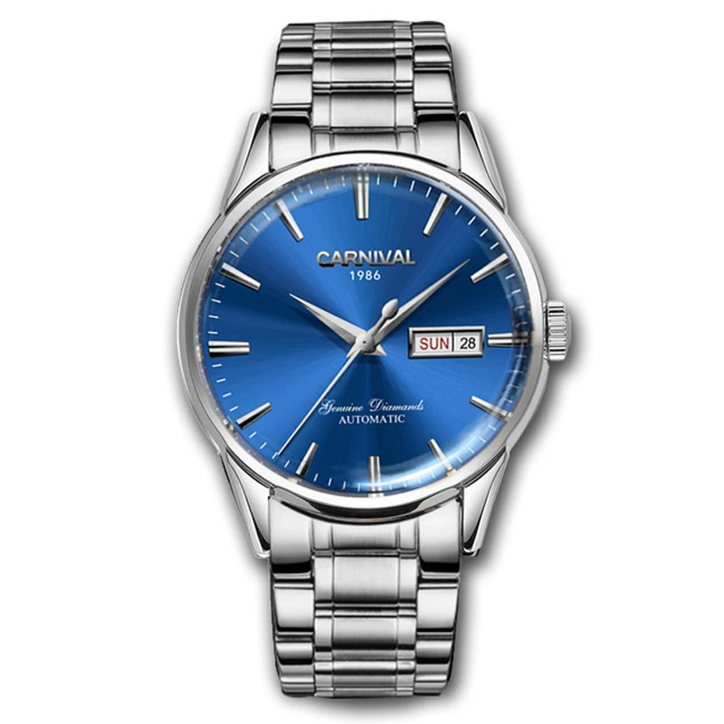 CARNIVAL New Automatic Mechanical Watch Men Luxury 3ATM Waterproof Stainless Steel Man Date Watches  Relogio Masculino