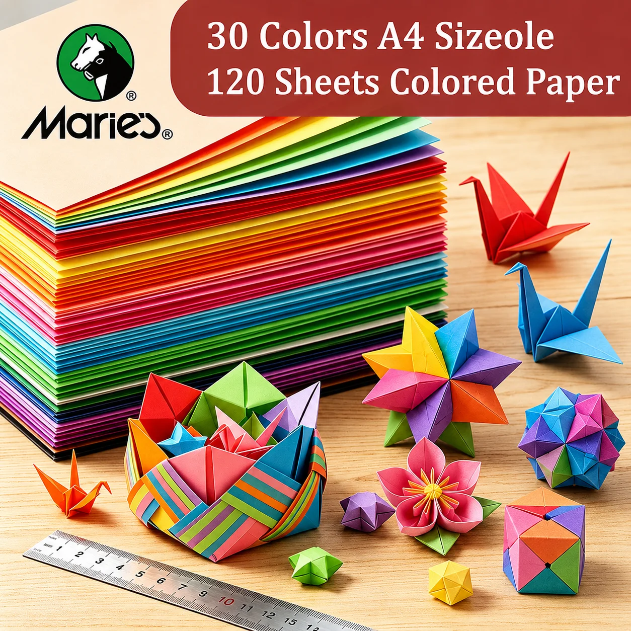 Maries Colored Cardstock Paper, 30 Colors 120 Sheets Thick Craft Card Paper for Cutting,Folding,Scrapbook,Card Making
