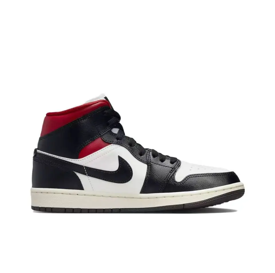 Nike White and Blue Colorway Air Jordan 1 MID Original Fashion Men's and Women's Mid Top Basketball Shoes