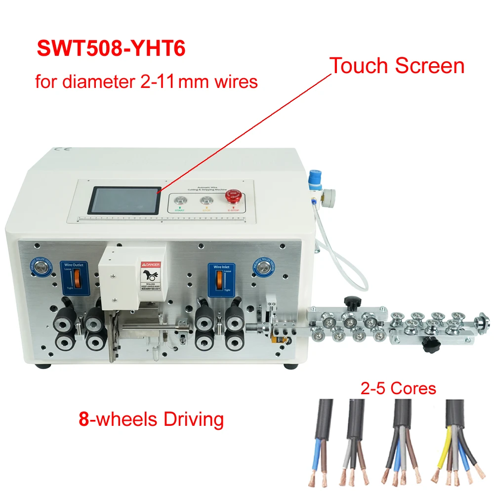 

SWT508YHT6 5 ядер, машина для зачистки проводов, режущая машина с сенсорным экраном, 2-11 мм, резак для зачистки оболочки кабеля с двойной кожей, 220 В/110 В