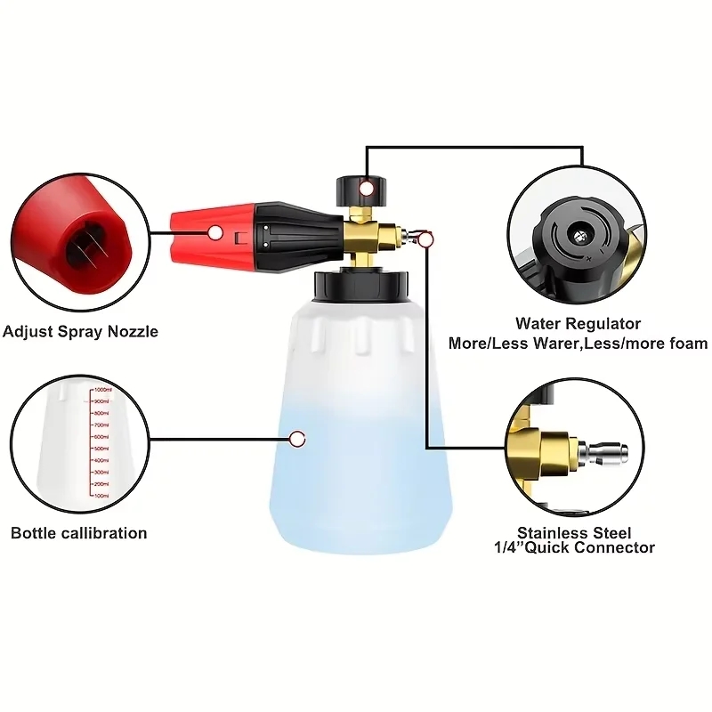 Portable High Pressure Washer Gun Kit with Foam Cannon & M22 Adapter (14/15mm), Perfect for Car Motorcycle Home Cleaning - Image 5