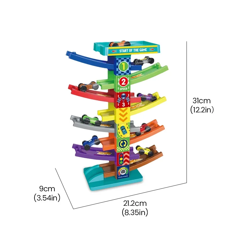 Pista scorrevole Auto Mini Auto Inerzia Ragazza Bambino Ragazzo di 3 anni Giocattolo Puzzle multistrato Scivolo Auto da corsa Pista educativa per i bambini