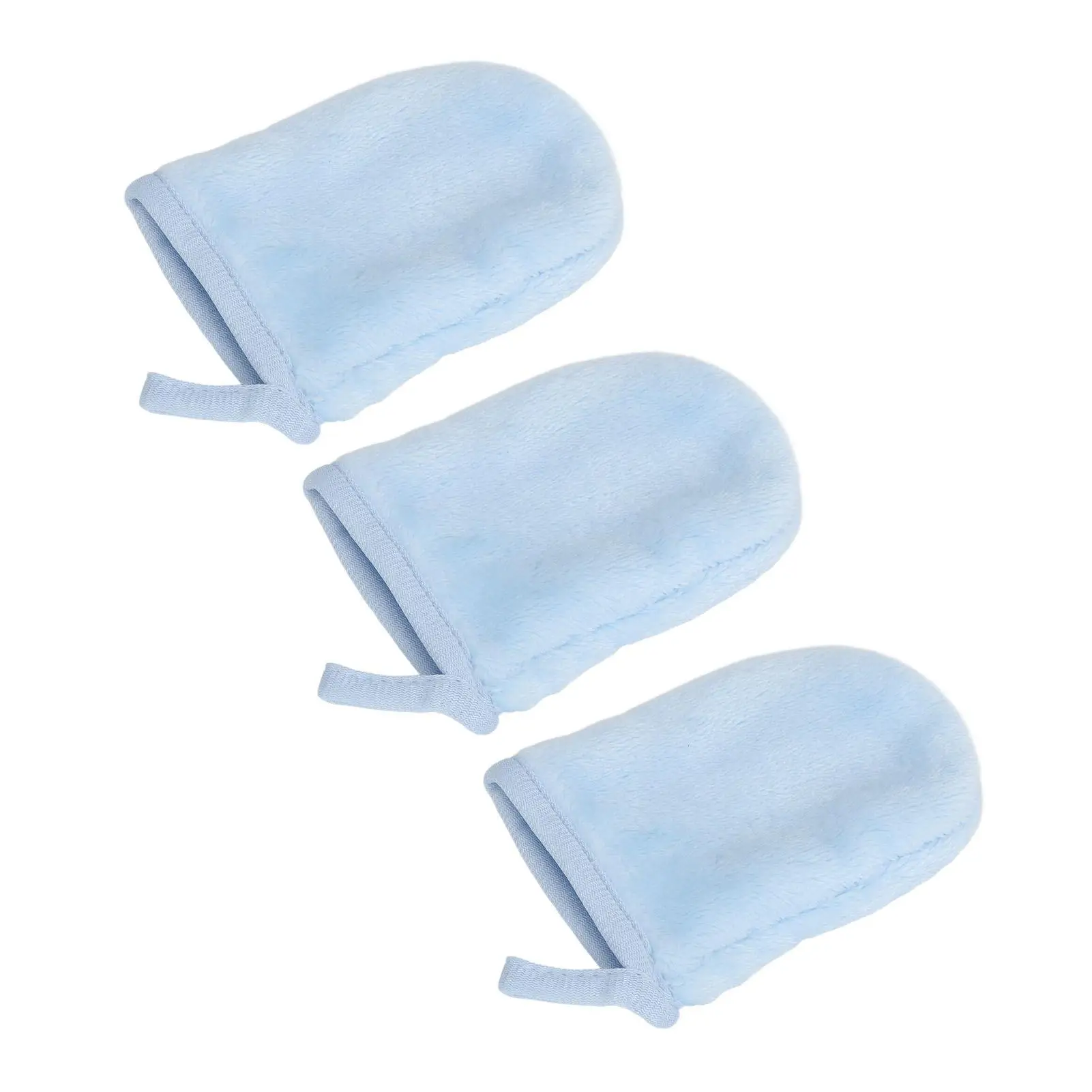Reusable Makeup Remover Gloves 3 Piece Soft Microfiber Flannel Face Body Wash Mitts for Bath Spa