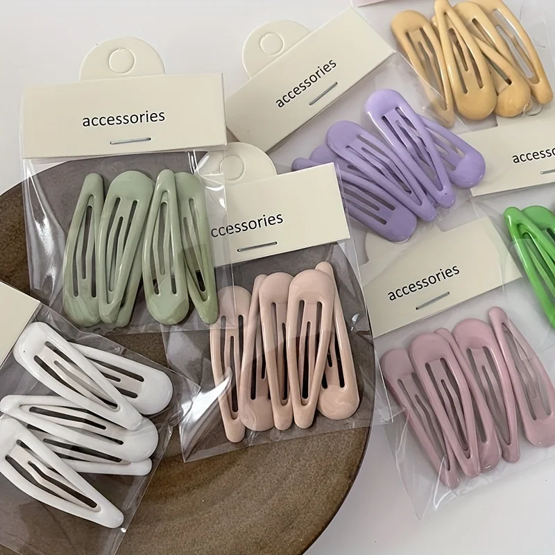 5pcs Solid Color Hair Side Clips Broken Hair Finishing Clips Bangs Clips For Women And Daily Use Wear