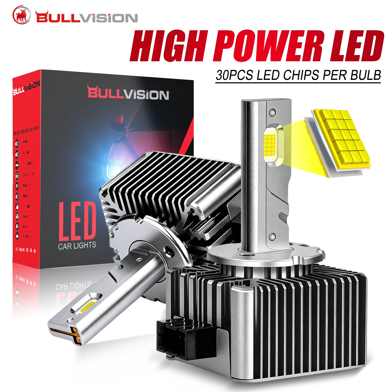 Image of D1S D3S D8S LED-Scheinwerfer HID 1:1 D1R D3 12V 24V Canbus LED-Xenon-Birne D4S D2S D2R D4R Autolicht CSP-Chip 4300K 6000K Plug&Play