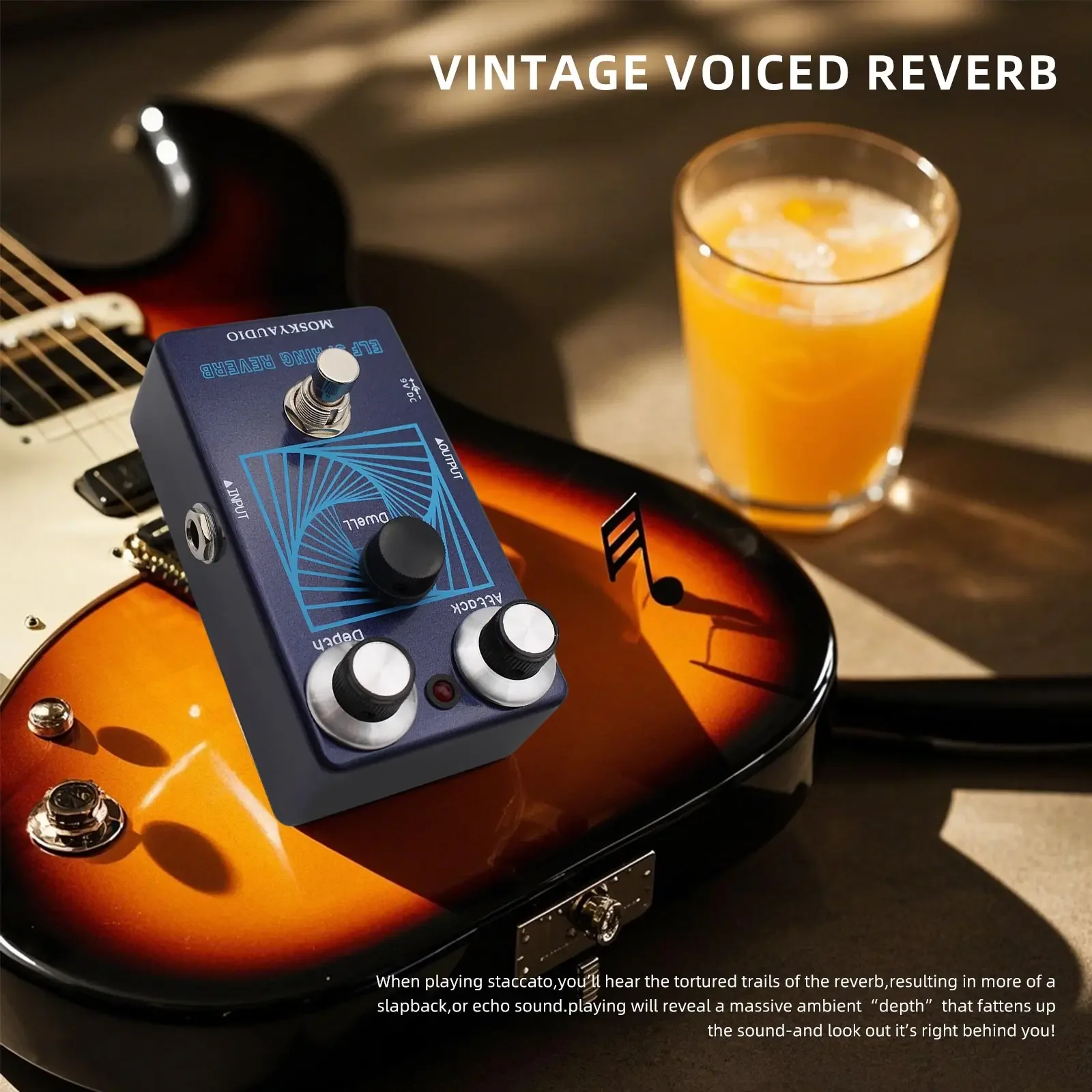 

Mosky Reverb Guitar Effect Pedal Dual-Voiced Hybrid Engine Reverb-Analog Warmth Meets Digital Precision with Wet/dry Technology
