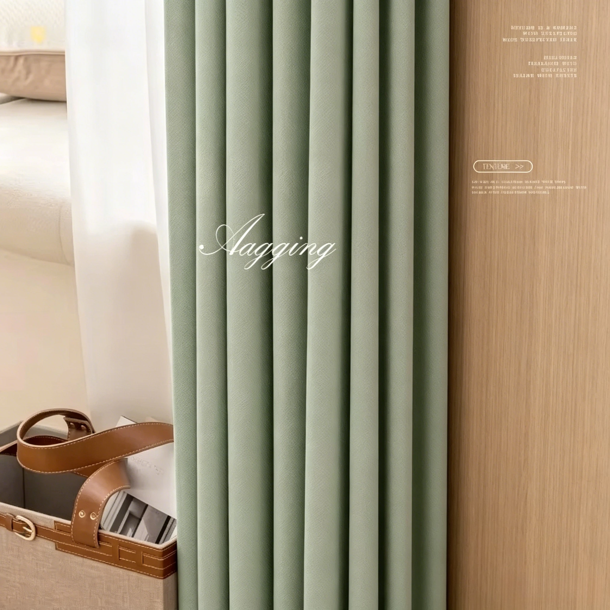 Full Blackout Japanese Matcha Cocoa Cotton Curtains for Living Room and Bedroom Heat Insulation and Noise Reduction