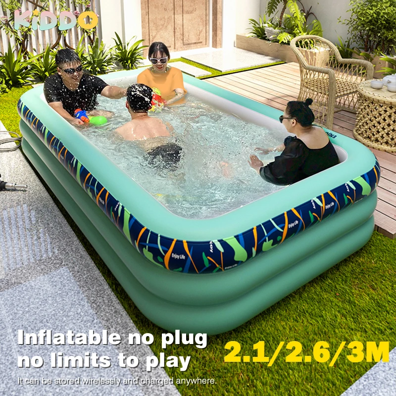 Grandes piscines gonflables pour la famille, piscine rectangulaire en PVC, baignade en plein air, cadeaux de fête des enfants, 2.6 m, 2.1m