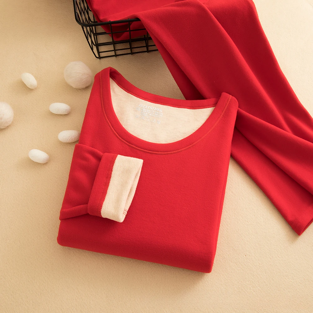 مجموعة ملابس داخلية حرارية من الصوف والحرير على الوجهين من الكشمير طويل جونز بالإضافة إلى الكشمير السميك للخريف والشتاء للرجال والنساء ملابس داخلية دافئة #2