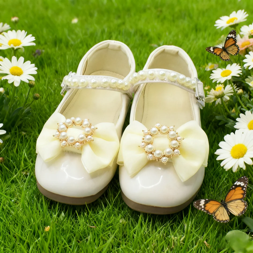 

Детская повседневная обувь из искусственной кожи с кристаллами и жемчугом, летняя обувь для девочек, дышащая нескользящая обувь на плоской подошве, белый, черный, красный, размер 26-36