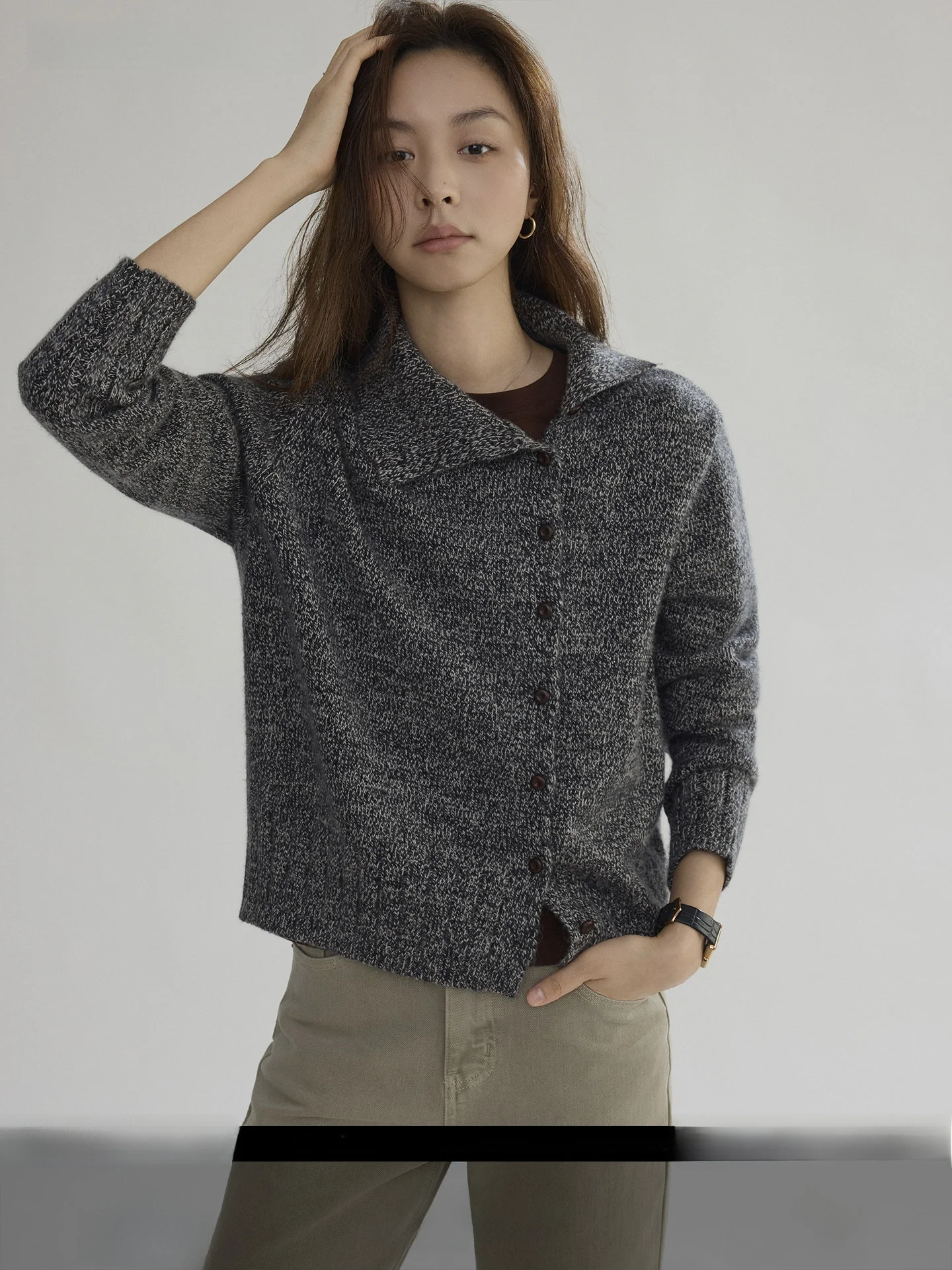 

Новый модный женский вязаный кардиган Joli Choose Spring с высоким воротником, повседневный, удобный, в стиле Lazy Sle, премиум-класса