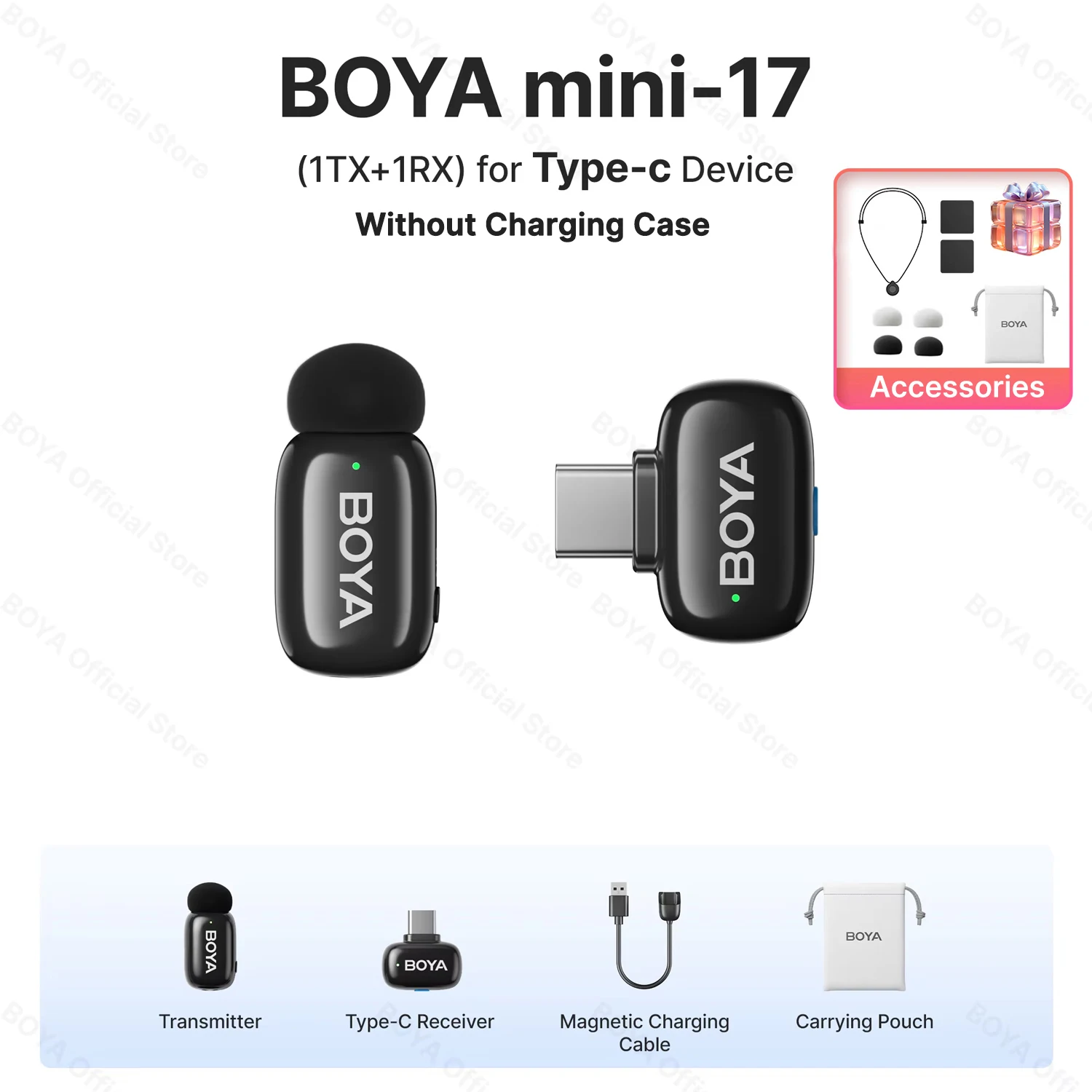 BOYA BOYA Mini Wireless Lavalier Lapel Microphone for iPhone iPad Android Type-C Phone Live Broadcast Audio Video Recording Vlog
