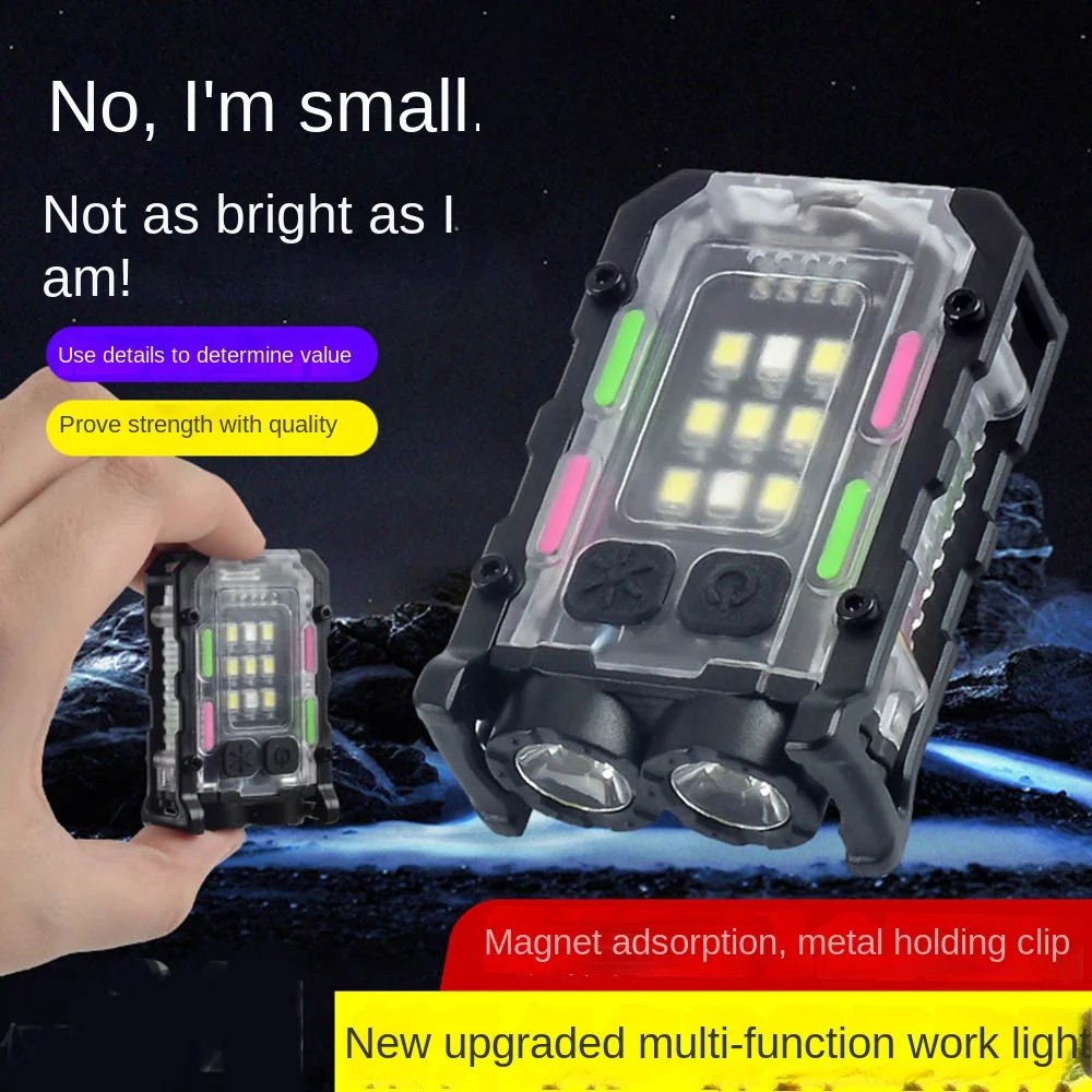 

USB Charging Mini Keychain Flashlight 400mAh Powerful Hat Clip Lamp 8 Modes Tail Magnt Work Light Emergency Light