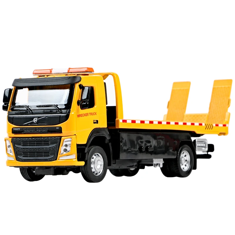 1:50 VAN Type Alloy Trailer Model Simulation Metal Car Transporter Wrecker Truck Pull Back Sound and Light Toy Truck