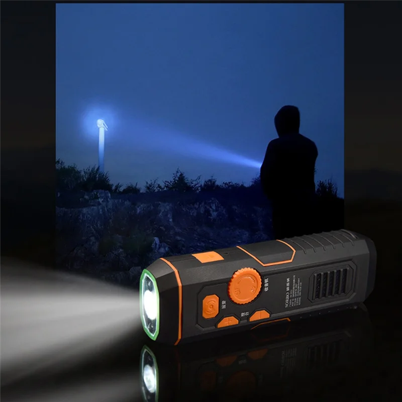 AA87 Multifunctional Hand Crank Flashlight Dynamo Forhiking Camping Hand Crank Dynamo Powered Emergency LED Flashlight