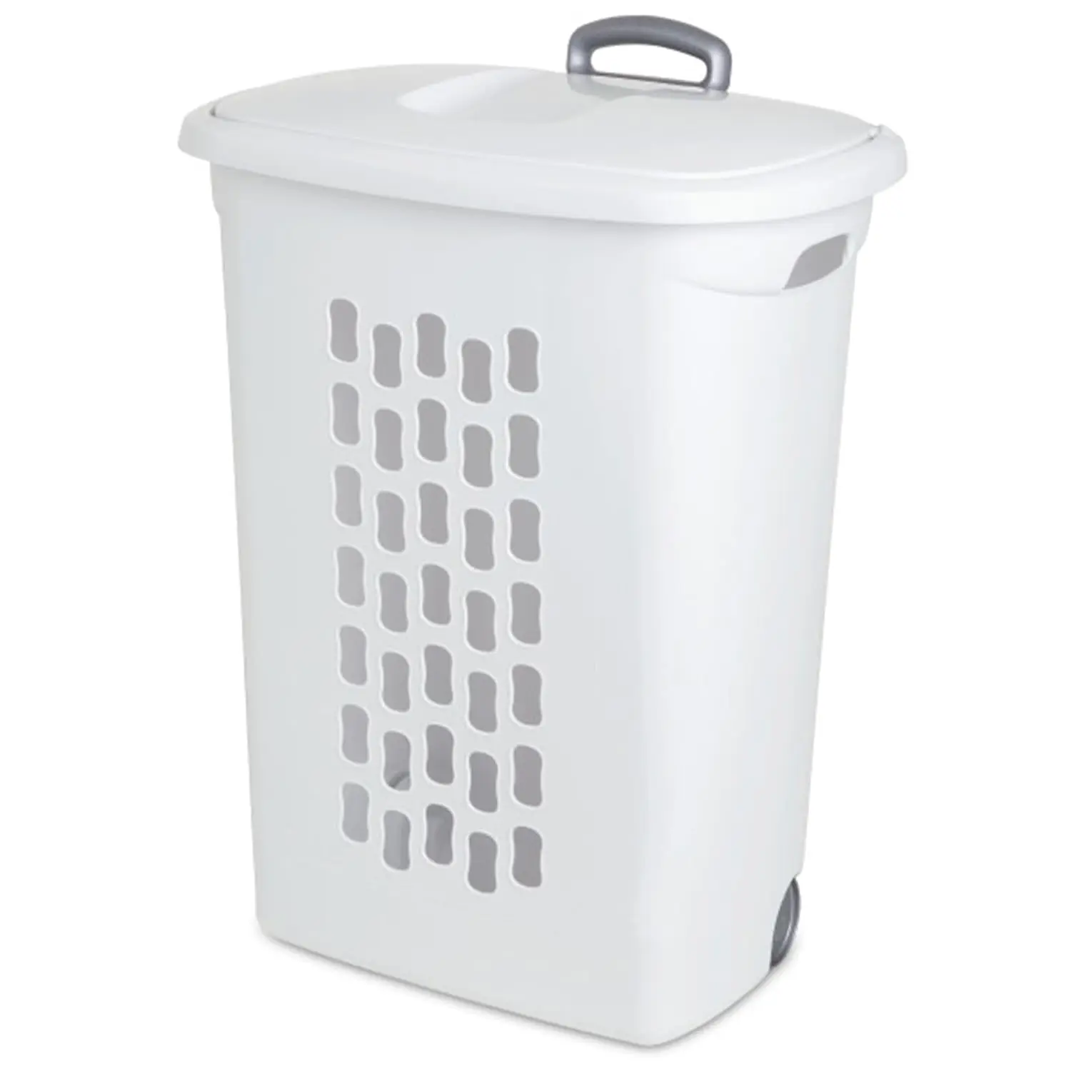 9-Pack Ultra Wheeled Hamper, Laundry Basket w/Flip-Top Lid & Retractable Handle, Plastic Rolling Clothes Storage Cart with Vent