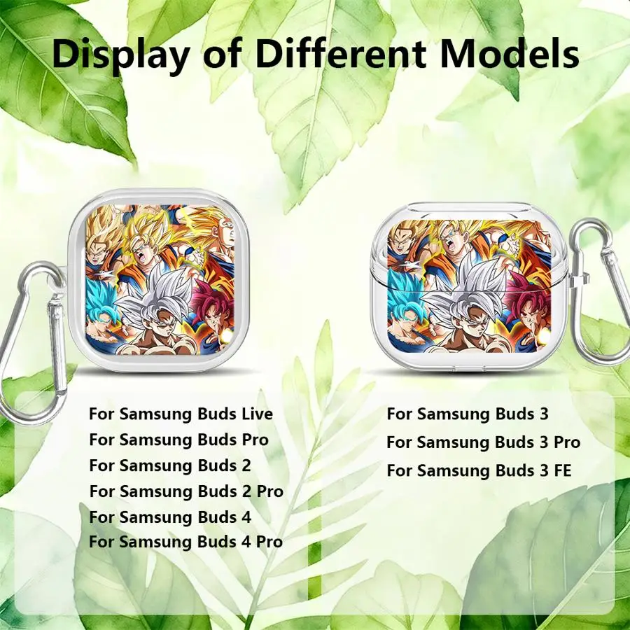 Clear Earphone Cases Cover With Hook Case For Samsung Galaxy Buds 4Pro Live 2Pro 4 Pro 3Pro 3 FE 2 Super Saiyan S-Son Gokus view 6