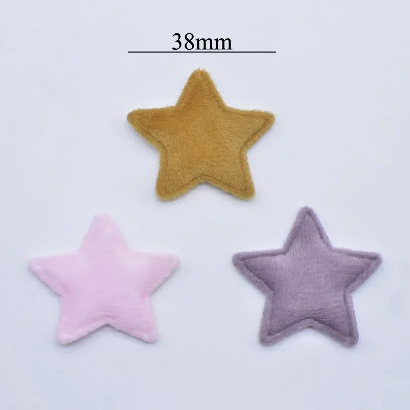 50Pcs/lot 38mm Padded Plush Furry Felt Star Applique for DIY Headwear Hair Clips Bow Accessories Handmade Baby Clothes Hat Decor