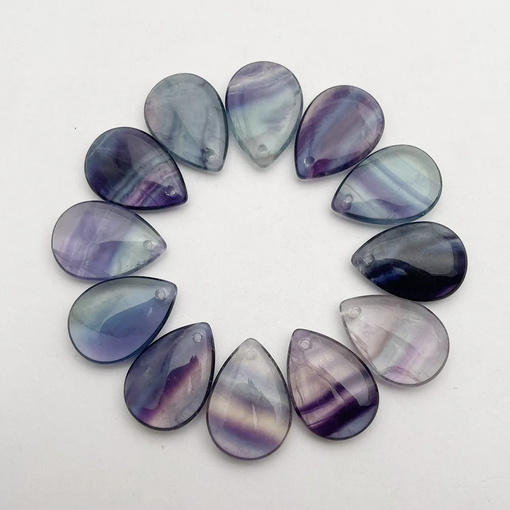 

fashion 25X18MM fluorite natural stone Water drop beads for jewelry making Pendant Earrings charms 12Pc wholesale