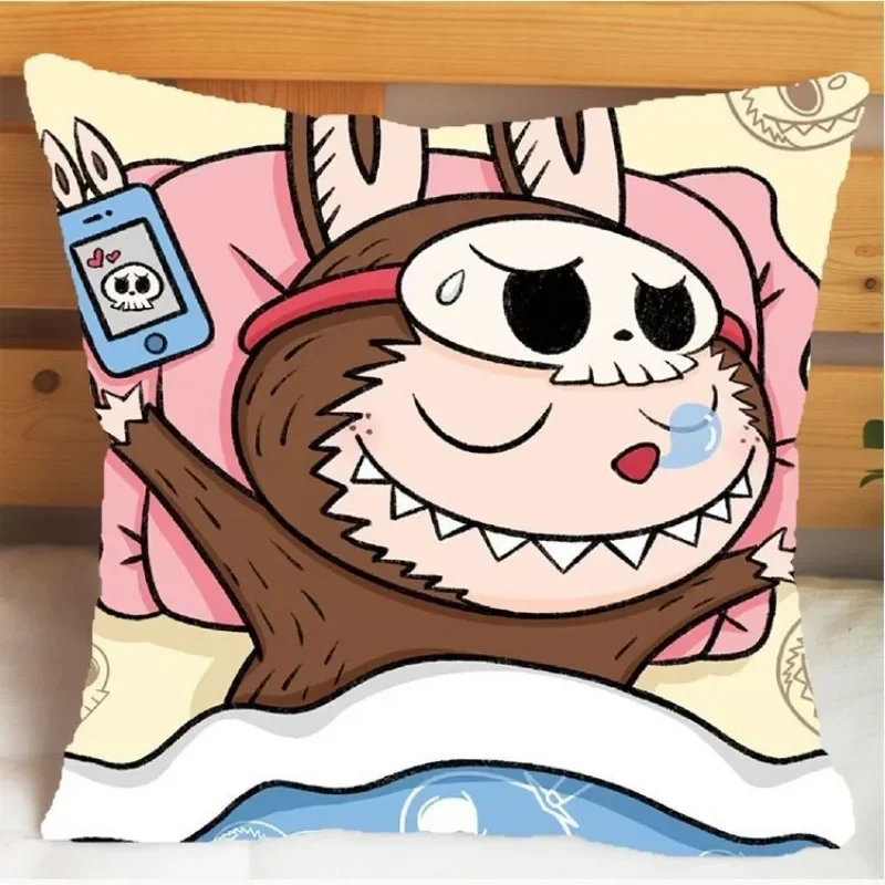 Labubu Pillow Cases Cute Pillowcase 45X45 Cartoon Anime Graphic Print Pillowslip Baby Show Decor Birthday Party Decoration Gifts