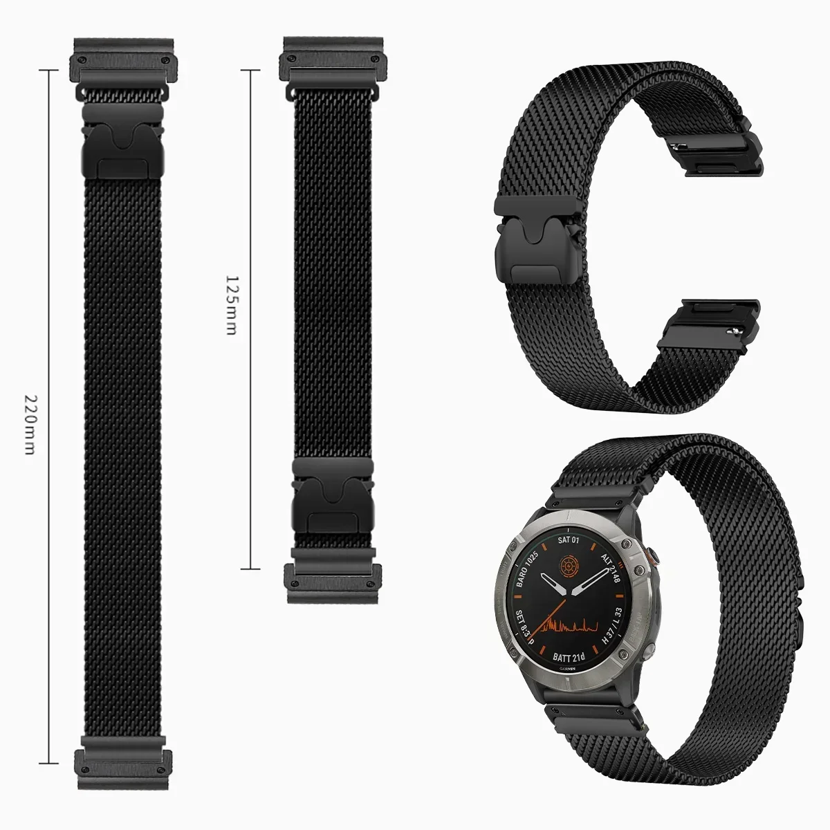 Magnetic Stainless Steel Strap for Garmin Fenix 7X 7 Pro Fenix 6X 6 5X 5Plus Tactix 7 Forerunner 965 955 Quick Fit Bracelet Band