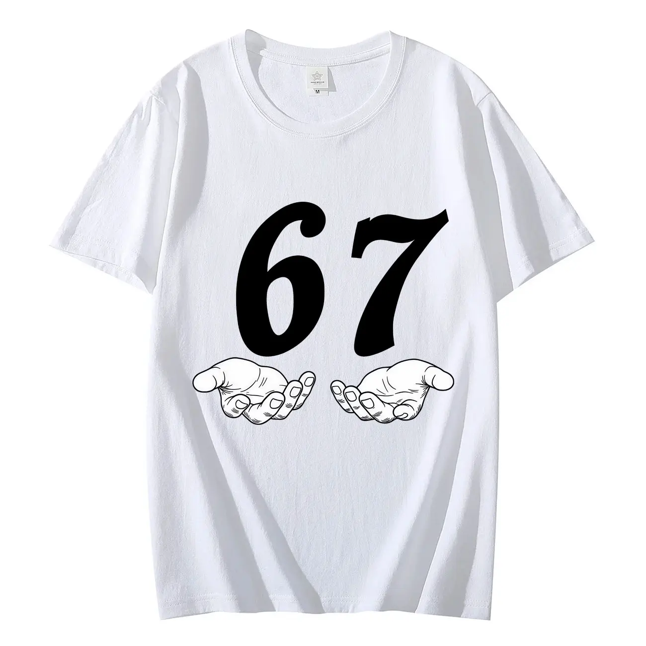 ستة سبعة 6 7 ميمي مضحك الأيدي تي شيرت شارع العليا الاتجاه موضة قصيرة الأكمام تي شيرت الرجال النساء الملابس عادية القطن تي شيرت